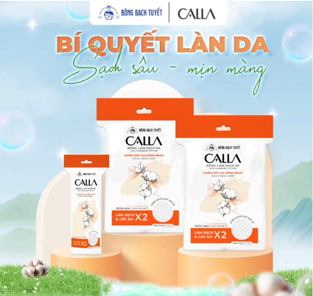 Combo 3 Túi Bông Tẩy Trang Calla Bạch Tuyết màu cam 3D 